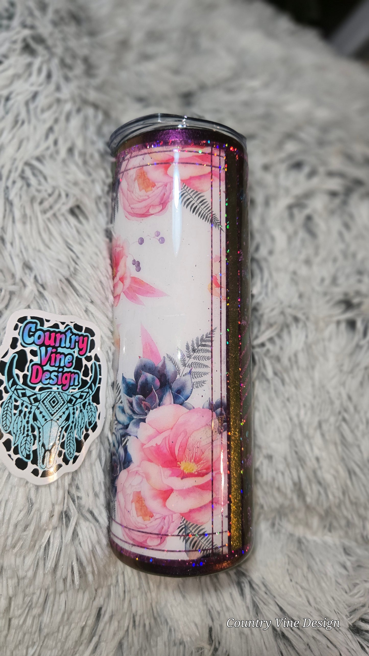 Beautiful purple pink skull 20 oz