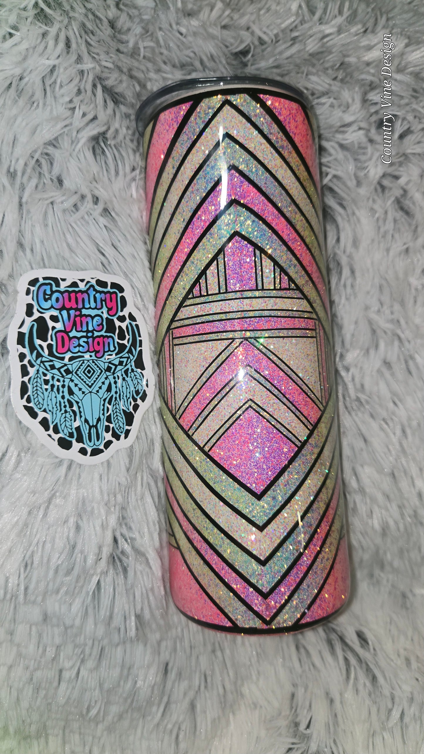 Pink and green glitter template