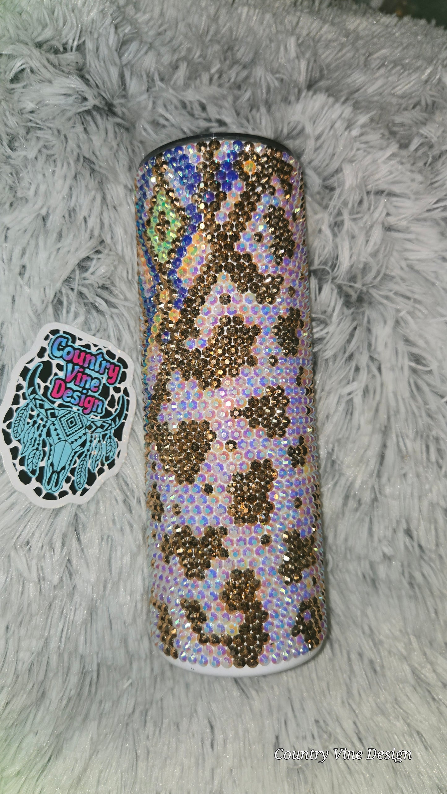Rhinestone cow print design 20 oz