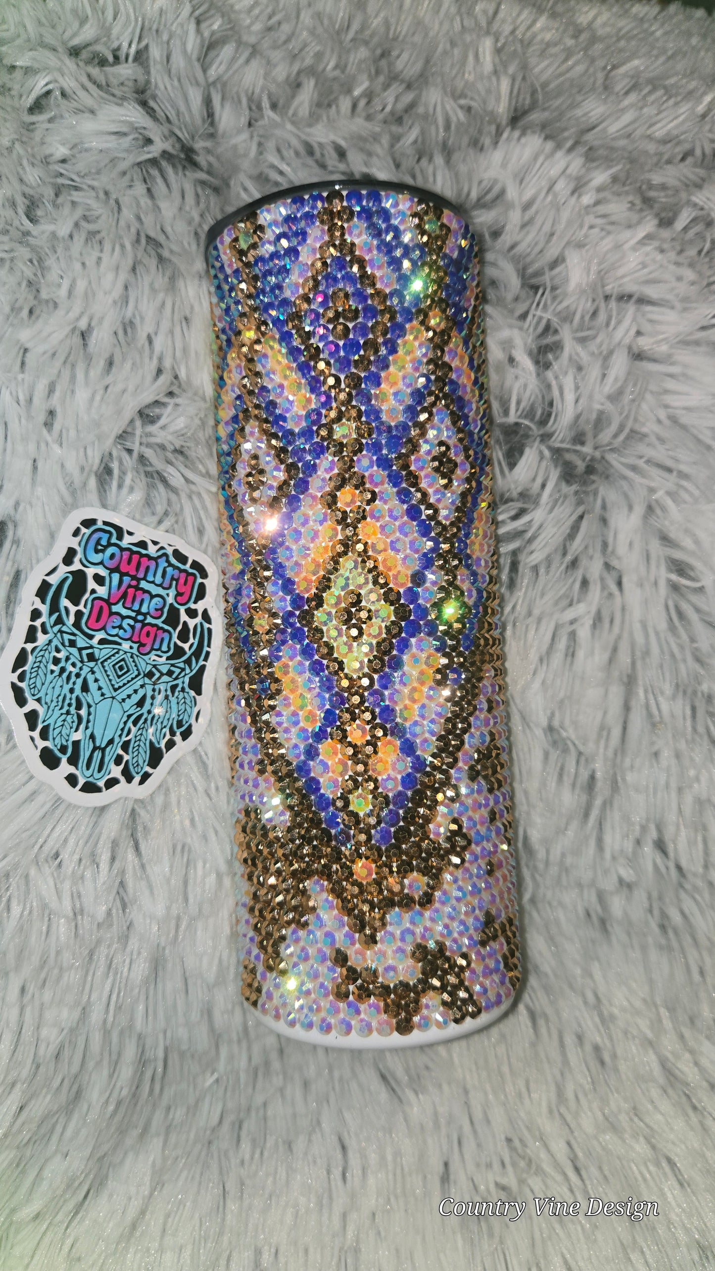 Rhinestone cow print design 20 oz