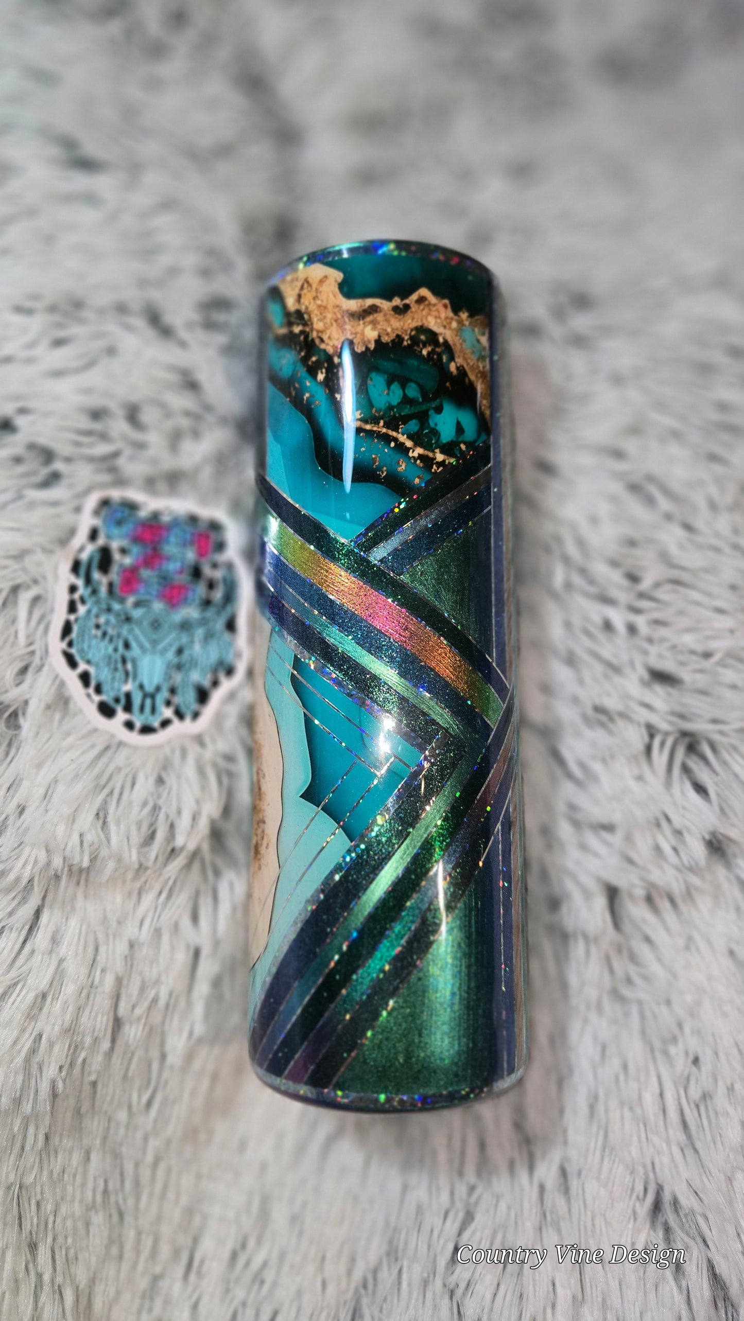 Blue teals multimedia marble 30 Oz