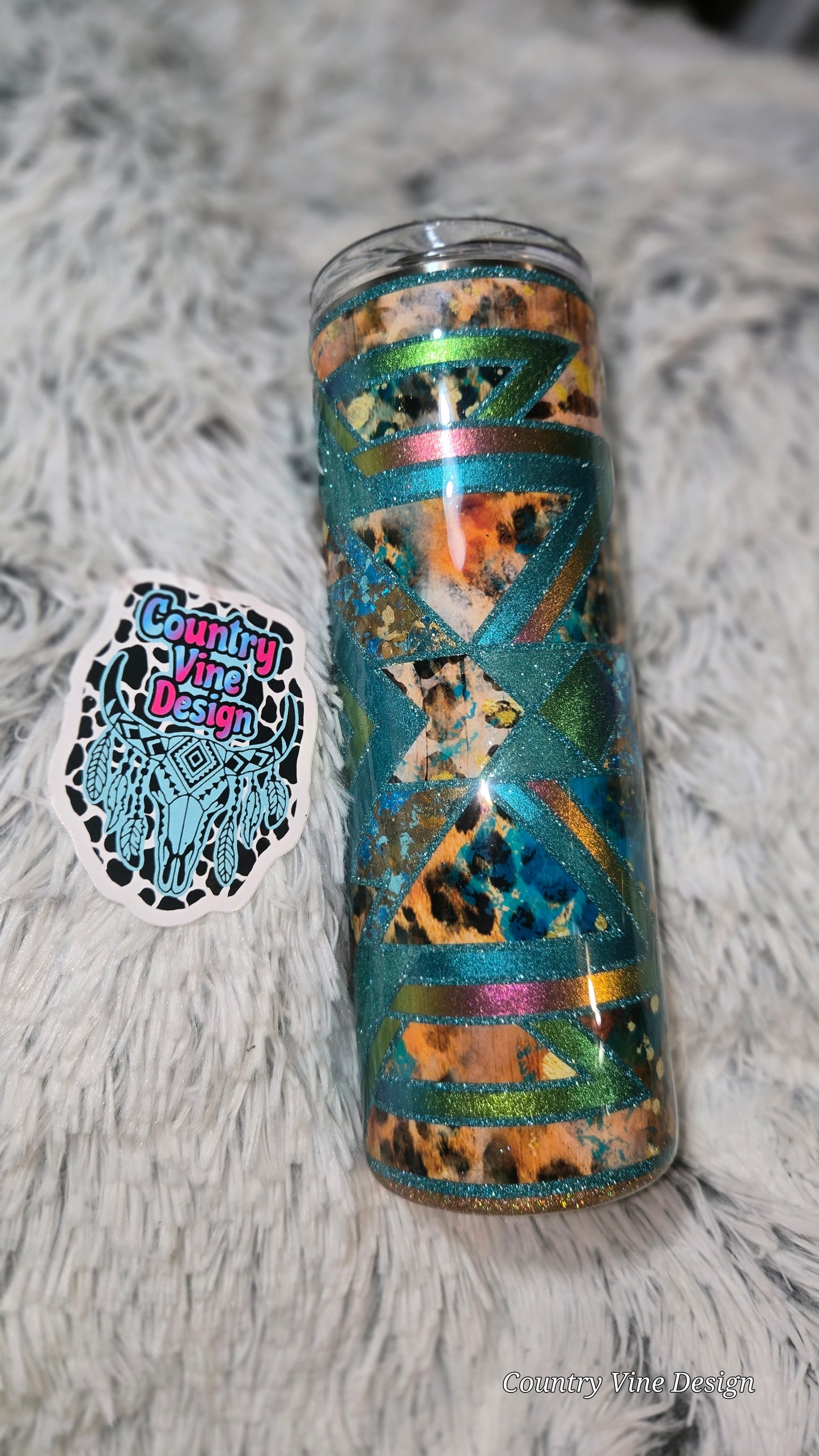 Blue leopard Aztec multimedia 20 oz