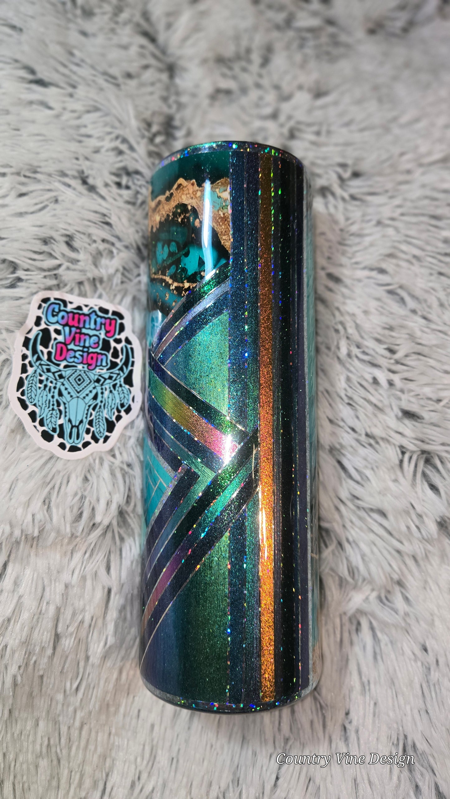 Blue teals multimedia marble 30 Oz
