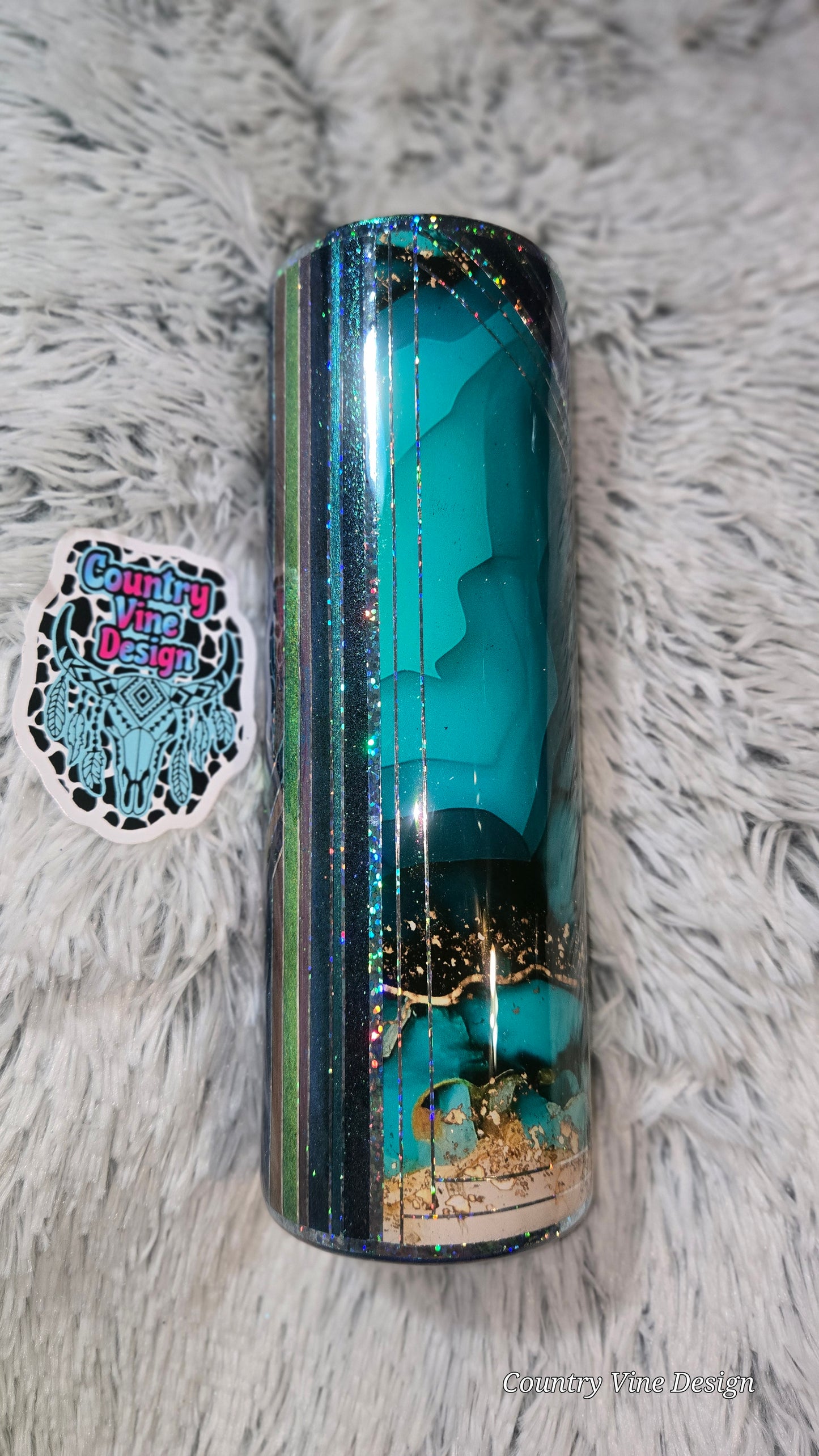 Blue teals multimedia marble 30 Oz