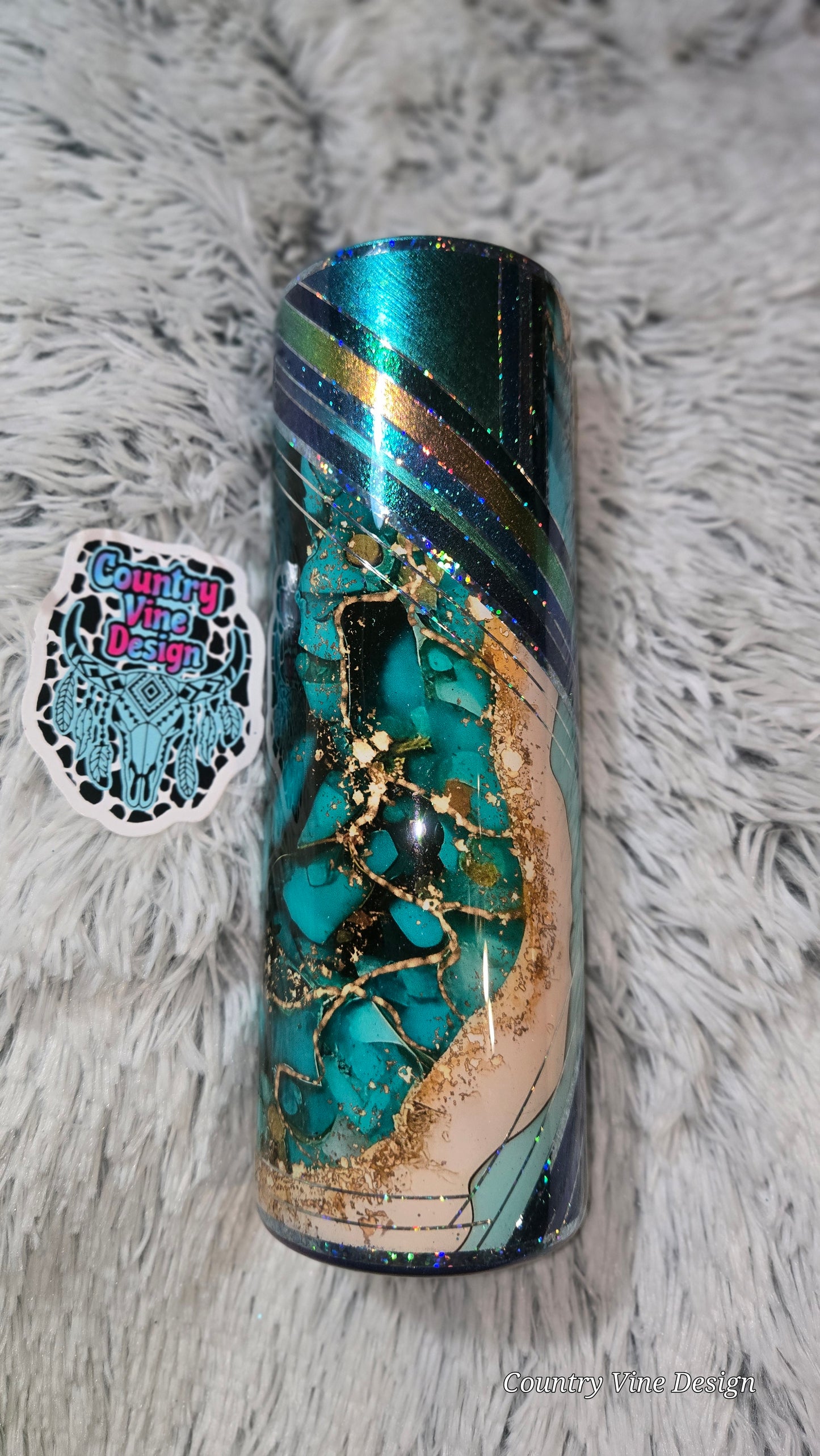Blue teals multimedia marble 30 Oz