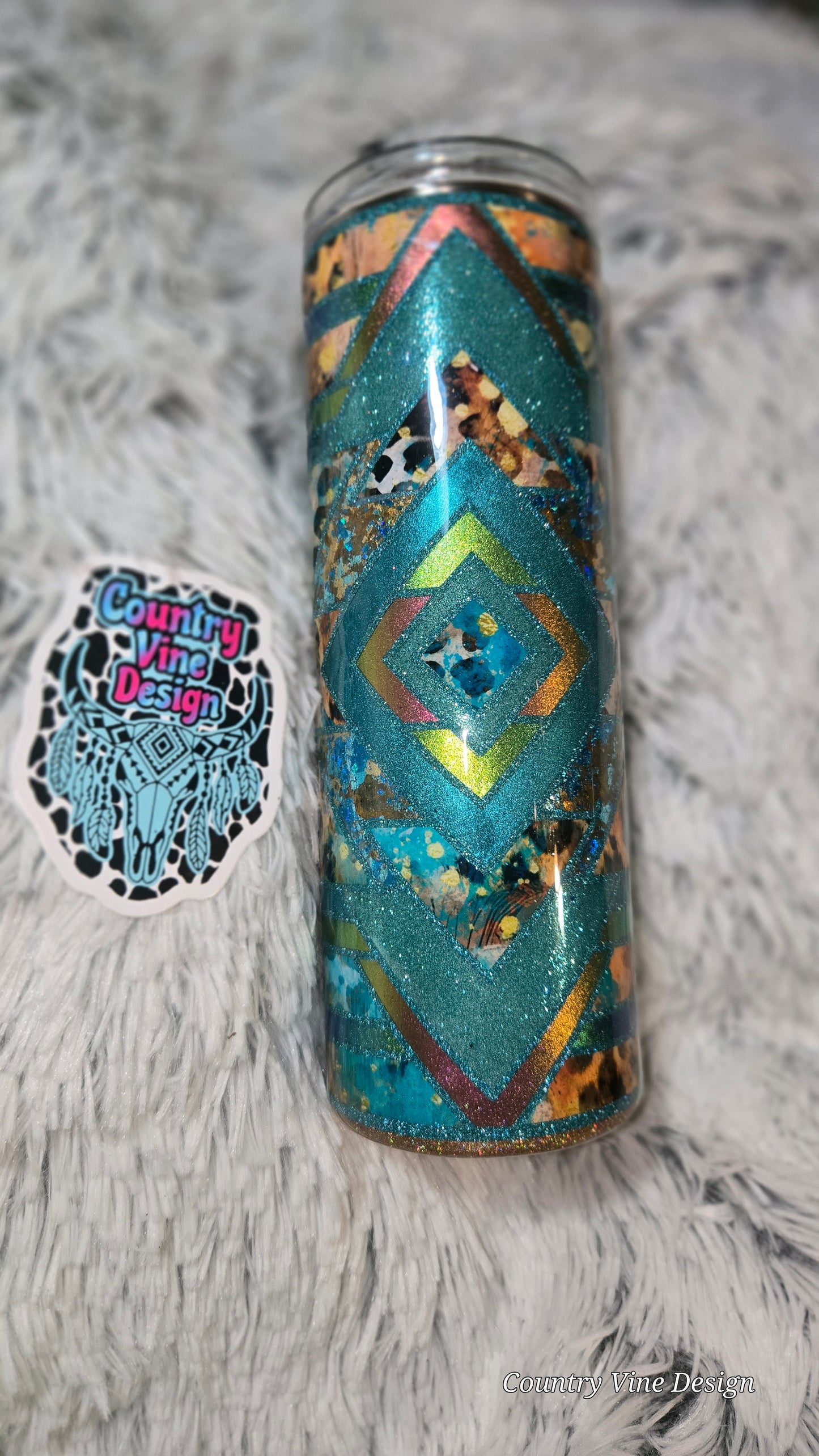 Blue leopard Aztec multimedia 20 oz