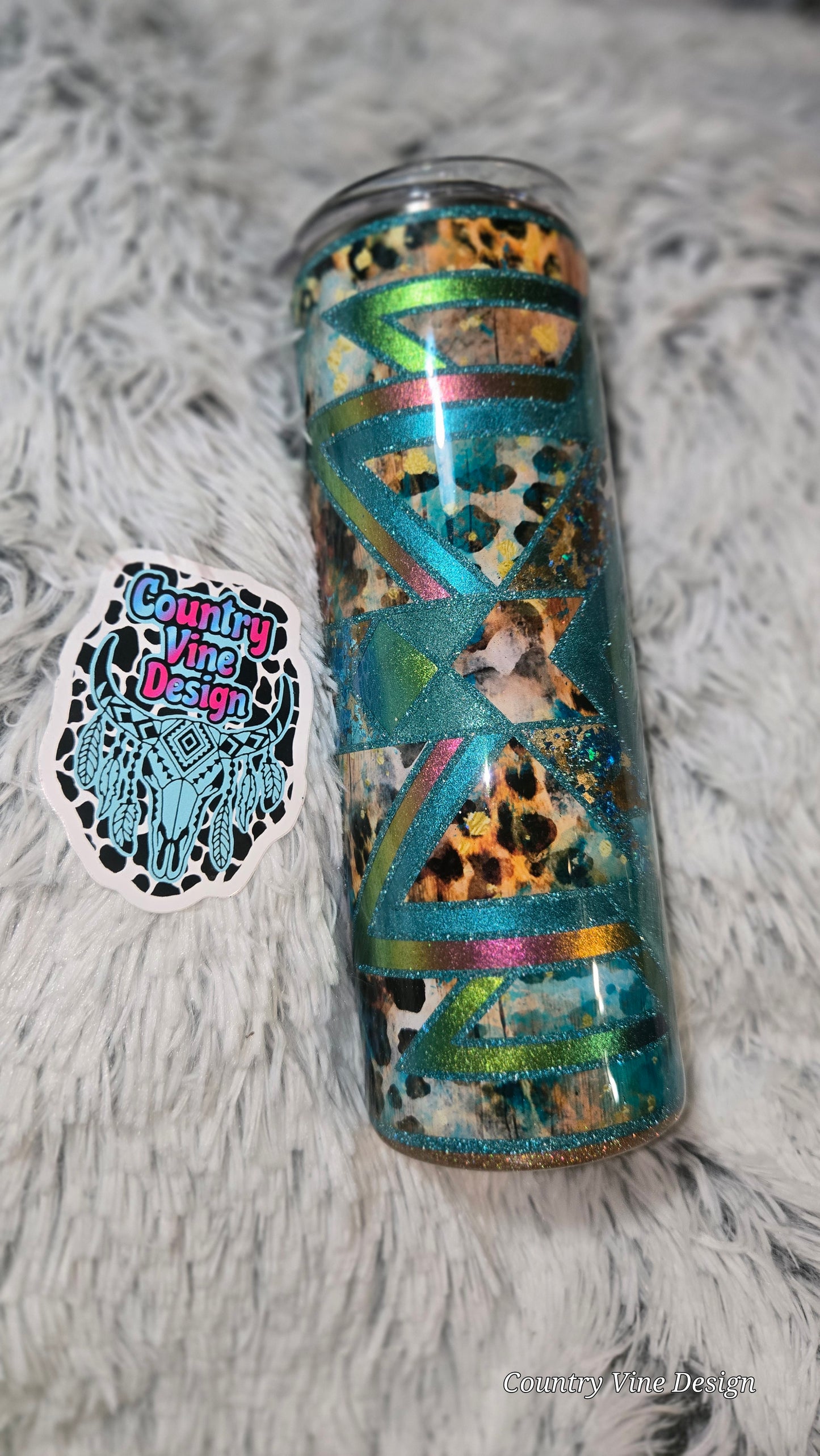 Blue leopard Aztec multimedia 20 oz