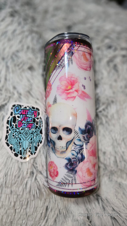 Beautiful purple pink skull 20 oz