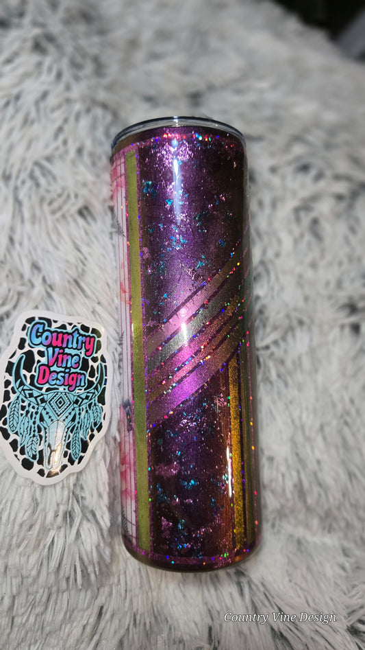 Beautiful purple pink skull 20 oz