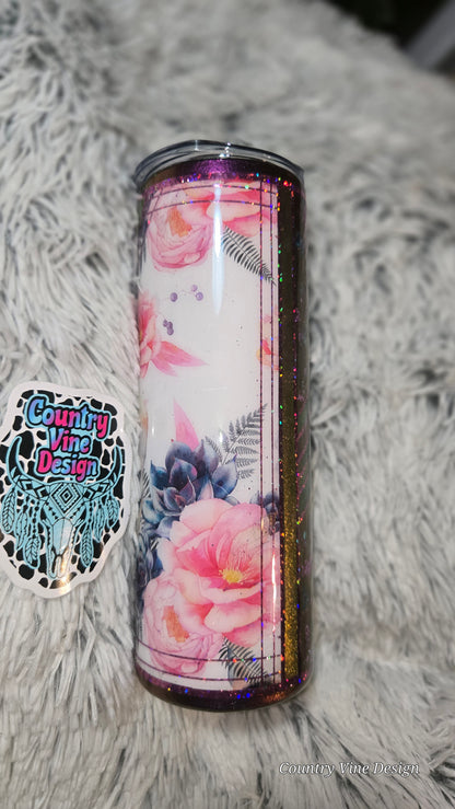 Beautiful purple pink skull 20 oz