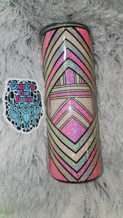 Pink and green glitter template