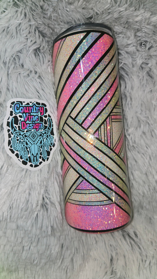 Pink and green glitter template