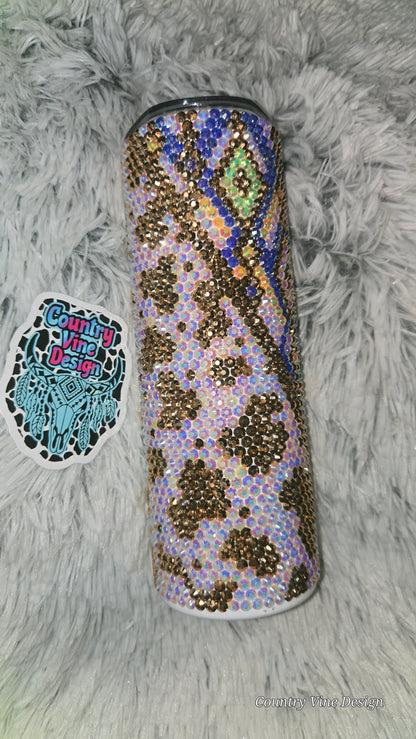 Rhinestone cow print design 20 oz