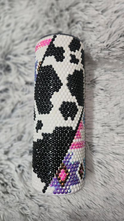 Aztec cow print 20 oz rhinestone