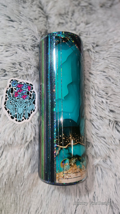 Blue teals multimedia marble 30 Oz
