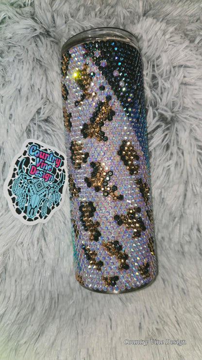 Cheetah print rhinestone ombre 20 oz